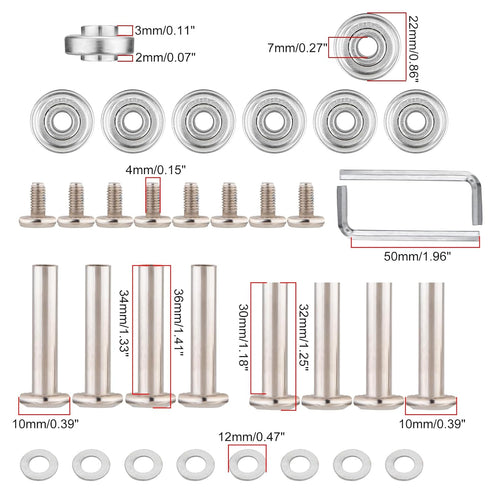 OCGIG 45mm x 18mm Set of 4 Luggage Suitcase Replacement Wheels Rubber Swivel Caster Wheels Axles Repair Kit...