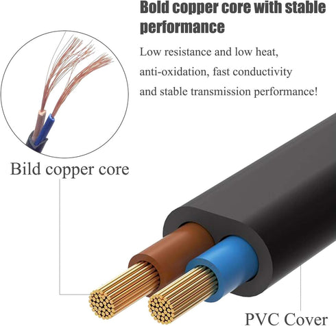 ROLADA AC 2 Prong Cord 6ft Compatible with Sony Asus Acer Toshiba Laptop Charger Samsung LG TCL LED LCD TV Monitor Mini Fridge PS3 PS4 PS5 Slim Pl...