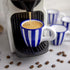 City to Cottage Ceramic Espresso Cups of 4, Small Expresso Shots, Demitasse, Perfect for Espresso Machine, Handcrafted Navy Blue Stripe Coastal Cu...