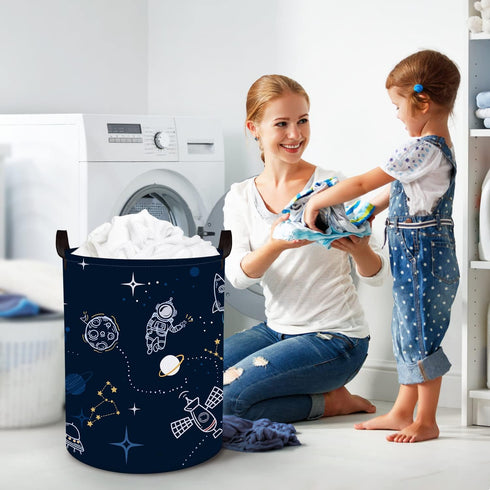 Clastyle 45L Spaceships Rocket Astronaut Nursery Hamper Outer Space Planet Clothes Toys Storage Basket with Drawstring...