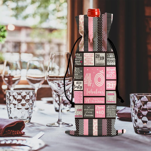 Funny 40th Birthday Gifts Women Men Wine Bag, Happy Anniversary 40th Birthday Party Decorations Man Woman Wine Bags, 40 Year Old Birthday Gifts fo...