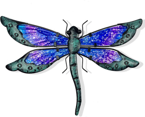 HONGLAND Metal Dragonfly Decor, Dragonfly Outdoor Wall Decor, Metal Wall Art, Dragonfly Ornaments Wall Sculptures Gifts Hanging Decorations for Ga...