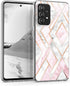 kwmobile Case Compatible with Samsung Galaxy A52 / A52 5G / A52s 5G - Case Clear TPU Cover with Design - Glory Mix 2 Rose Gold/White/Dusty Pink...