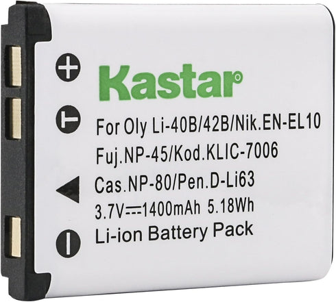 Kastar Battery (1-Pack) for Olympus LI-40B LI-42B LI-40C & Olympus Stylus 1040, 1050W, 1060, 1070, 1200, 7000, 7010, 7020, 7030, 7040, Tough 3000,...