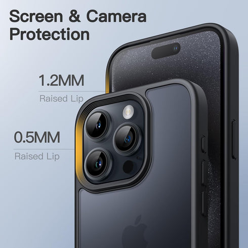 JETech Matte Case for iPhone 15 Pro 6.1-Inch, Shockproof Military Grade Drop Protection, Frosted Translucent Back Phone Cover, Anti-Fingerprint (B...