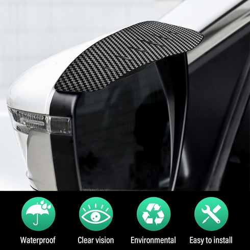 2 PCS Mirror Rain Visor Eyebrows, Waterproof Side Mirror Visor Rain Guards, Carbon Fiber Auto Rear View Mirror Protecters, Universal Exterior Acce...