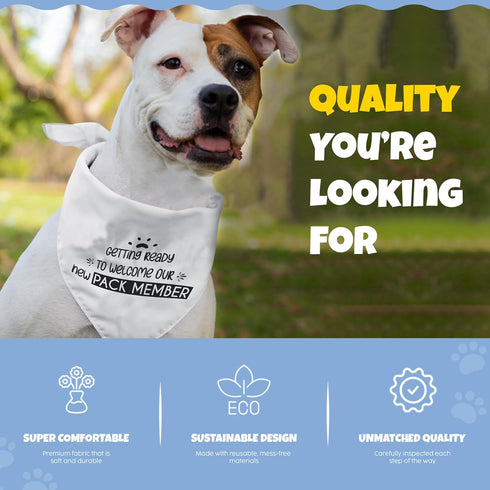 Adjustable Dog Bandana, Getting Ready to Welcome Our New Pack Member, Washable Pet Accessories for Dog Lovers, Made with Soft Cotton, Size - 28 x ...