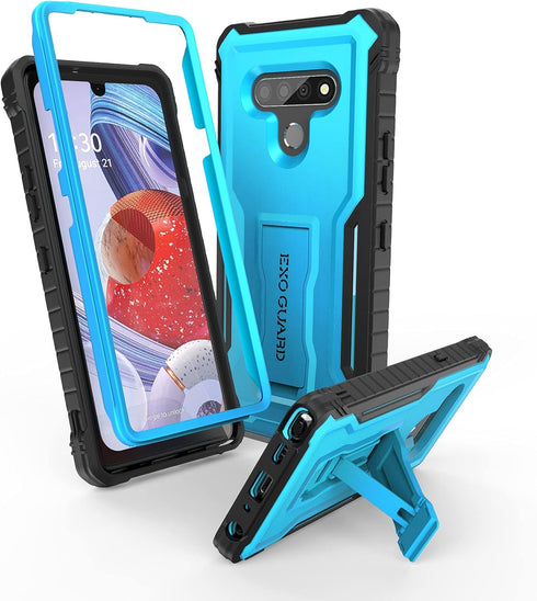 ExoGuard for LG Stylo 6 Case, Rubber Shockproof Cover Case Compatible with LG Stylo 6 Phone, Built-in Kickstand (Blue)...
