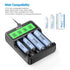 POWXS Universal Lithium 18650 Battery Charger for 3.7V Li-ion 18650 26650 18490 17670 17500 22650 21700 20700 18350 16340 RCR123A 14500, AA AAA & ...