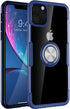 Designed for iPhone 11 Pro Max Case 6.5 inch, Carbon Fiber Design Clear Crystal Anti-Scratch Case with 360 Degree Rotation Ring Kickstand for Appl...