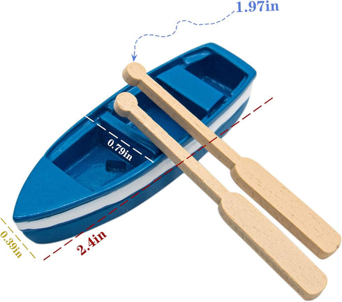 AUEAR, Set of 2 Lovely Rowboat Mini Blue Wood Boat Little Resin Boat for Fairy Garden Home Decoration...