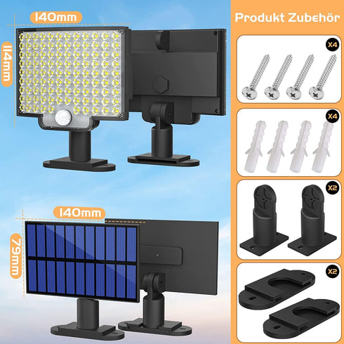 Solar Light Outdoor, 106 LED Solar Light Outside with Motion Detector, IP65 Waterproof, 120° Lighting Angle, Solar Wall Light for Garden with 16.5...