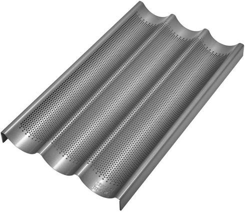 Chicago Metallic Commercial II Non-Stick Perforated Baguette Pan. Creates a crisp, golden-brown crust, 16 L x 9 W x 1.5 H...