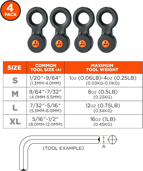 Hand Tool Attachment Slips, Easy Slide On Design, Connects to Tool Lanyards, Squids 3740, Small, 4-Pack...