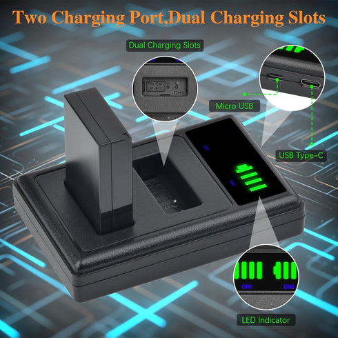 Pickle Power LP-E12 Battery and LED Dual USB Charger for Canon PowerShot SX70 HS, EOS M M2 M10 M50 M100 M200, M50 Mark II, Rebel SL1 Digital Camer...
