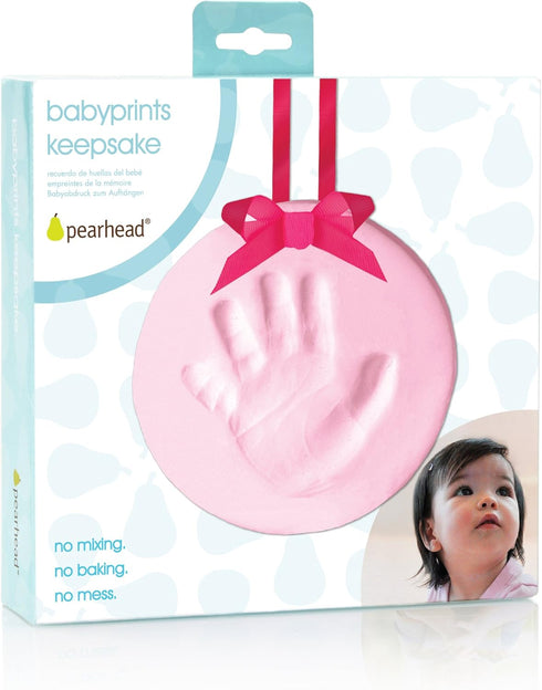 Pearhead Babyprints Baby's First Handprint or Footprint Ornament Kit, Easy No-Bake DIY Clay Impression, Christmas Baby Keepsake Gift, Pink...