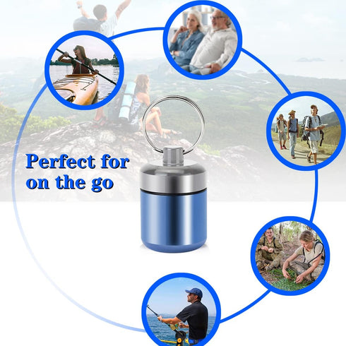 Pill Holder Keychain Container,Portable Aluminium Alloy Waterproof Pill Boxes for Purse Pocket,Small Pill Cases for Outdoor Travel Camping Daily U...