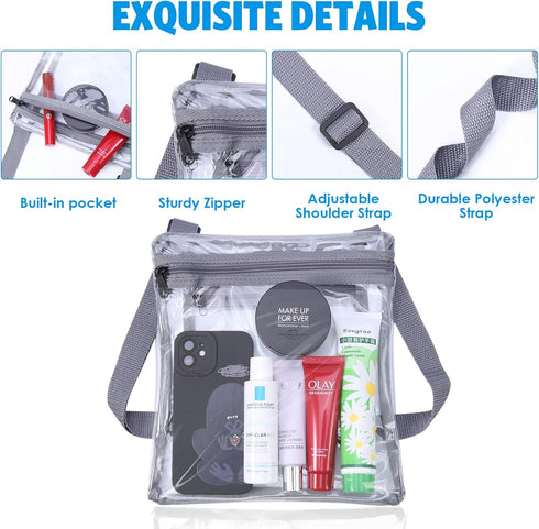 AMIR Clear Bag Stadium Approved - TPU Clear Purse for Women, Clear Crossbody Bag for Concerts, Festivals and Sports Events...