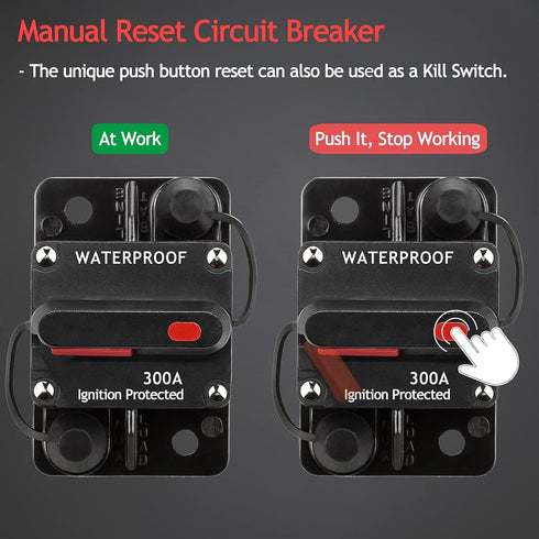 3 Pack 300A Circuit Breaker with Manual Reset Fuse Holder for Car Audio Marine Boat Stereo Switch, with Wire Lugs Copper Washer...
