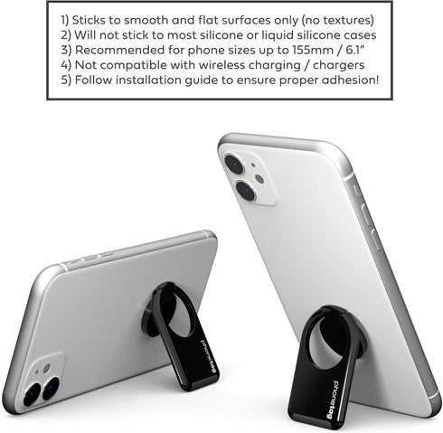 phonetag - Mobile Cell Phone Kickstand & Ring Holder, Stand Your Phone In Portrait & Landscape With The Finger Ring Grip Holder, Use On Magnetic C...