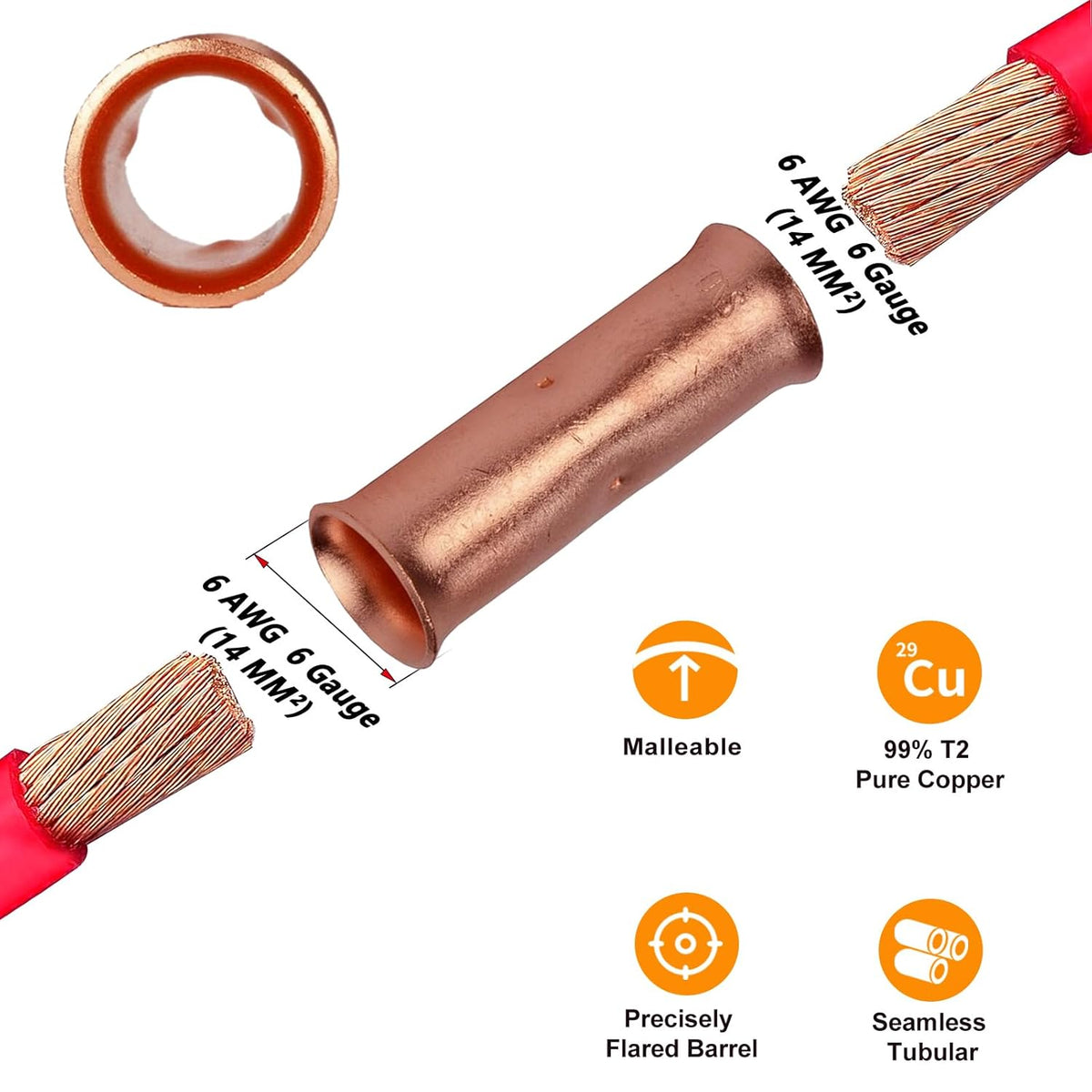 200 PCS 26-20 Gauge Non-Insulated Butt Connectors Kit 26-20 AWG Uninsulated W - View #14
