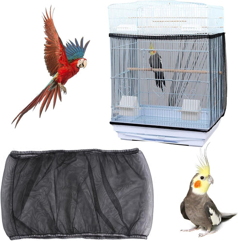 Bird Cage Seed Catcher, Bird Cage Net Cover Adjustable Bird Cage Netting Seed Catcher for Bird Cages Seed Catcher Guard Net Cover Bird Cage Skirt ...