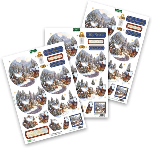 Katy Sue Christmas Ball Ornaments Die Cut Decoupage Selection Pack.12 Pre-Cut Die Cut Sheets for Christmas Card Making Supplies, Card Toppers & Pa...