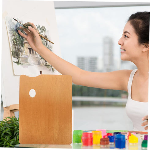 STOBOK Art Painting Oil Drawing Supplies Oil Painting Square Palette Acrylic Paint Palette Square Serving Tray Rectangular Wooden Artist Portable ...