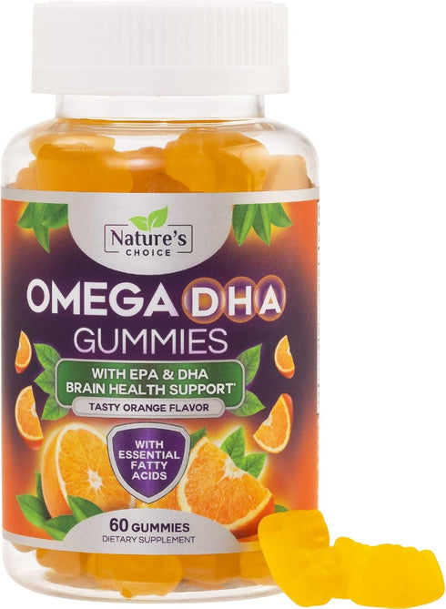 Omega 3 Fish Oil Gummies - Triple Strength Omega 3 Fish Oil Gummy Vitamins with High Absorption EPA & DHA Fatty Acids, Burpless Fish Oil Supplemen...