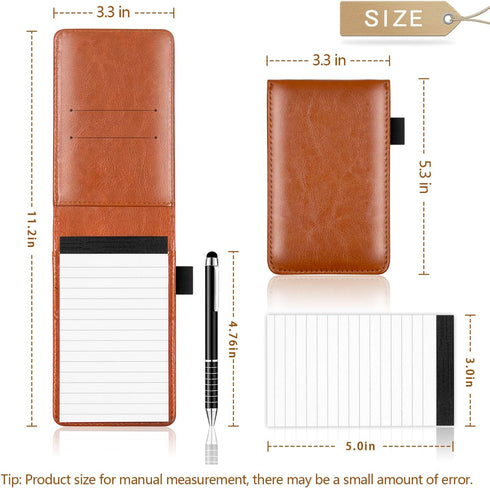 Xhwykzz 7 Pcs Small Pocket Notepad Holder Set, Pocket Notebook with pen for offices, schools, restaurants (Brown)...