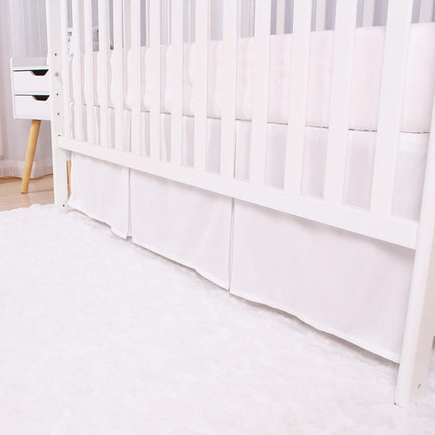 CaSaJa Classic Microfiber Crib Skirt with 2 Pleated Workmanship, Soft Breathable Dust Ruffle Fits Standard Crib and Toddler Bed, Pure White Color ...