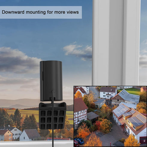Window Mount for Ring Indoor Cam 2nd Gen and 1st gen, Adhesive Mount (20 Degree Tilted Up/Down/Right/Left) No Drill, Black...