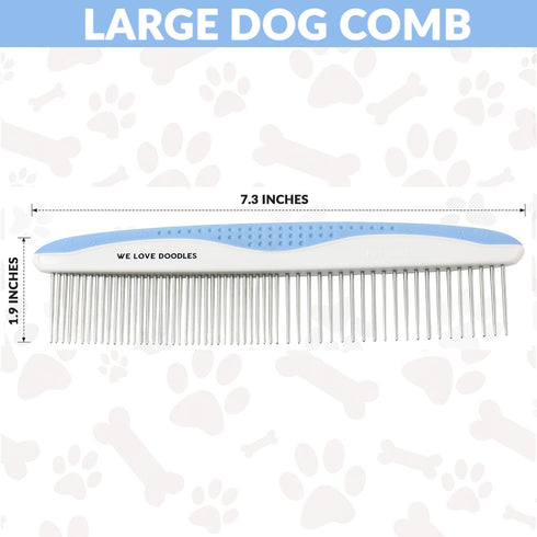 Metal Dog Grooming Comb | Removes Tangles & Matts | Dematting Pet Combs | Detangler For Matted Hair | Best Comb For Poodles, Goldendoodles, Doodle...