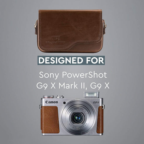 MegaGear MG1222 Canon PowerShot G9 X Mark II, G9 X Leather Camera Case with Strap, Dark Brown...
