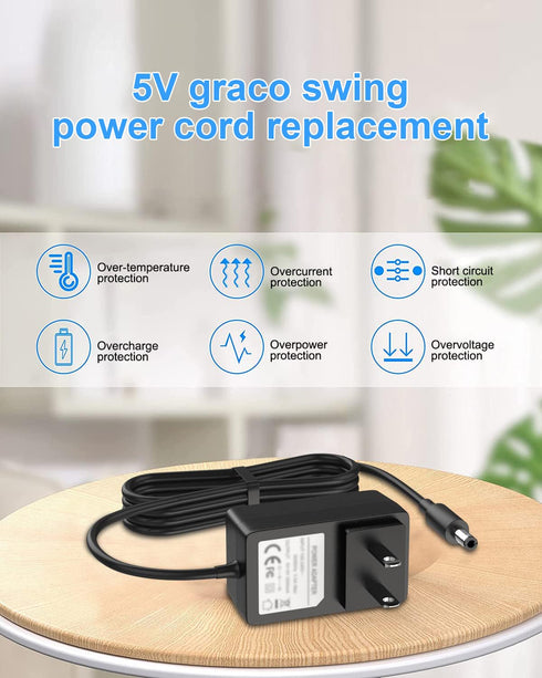 BENSN 5V Power Cord for Graco Simple Sway Swing DuetSoothe Glider LX Elite Premier Petite Sweetpeace Sweet Baby Swing Adapter, 10Ft Extra Long Cab...