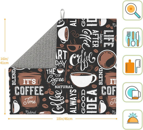 Dark Brown Dish Drying Mat Coffee Cup Pad For Kitchen Mats Coffee Pot Maker Mat For Countertops 16 X 18 Inch...
