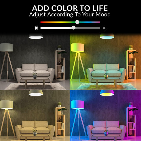 LED Color Changing Lights, Compatible with Alexa & Google Assistant, RGBW 2700K-6500K, 60 Watt Equivalent Multicolor, Dimmable with App, A19 E26, ...