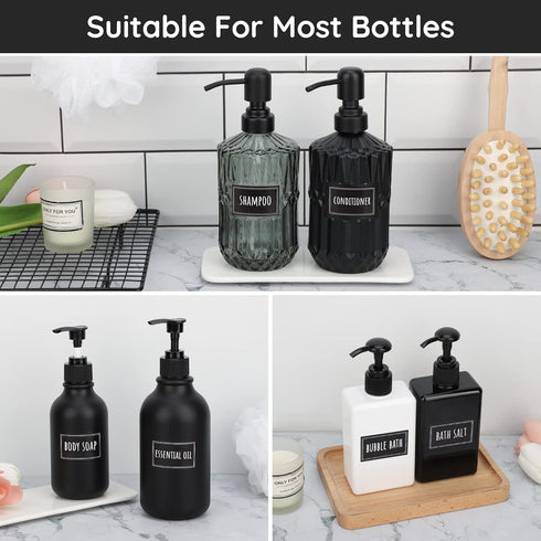 Segbeauty 36PCS Black Waterproof Labels, Self-Adhesive Bathroom Labels for Organizing, Removable Printed Shampoo Conditioner Body Soap Bath Salt E...