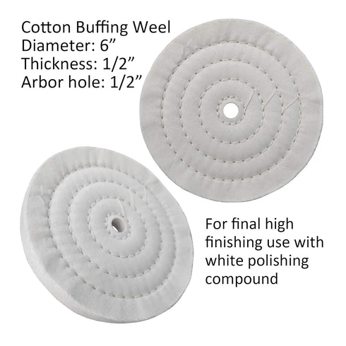 6PC 6 Inch Stainless Steel Polishing Buffing Wheel Kit for Bench Grinder,kit with Each 1PC 1/2 Inch Arbor Hole Sisal/Denim/Cotton Wheel and Each 1...