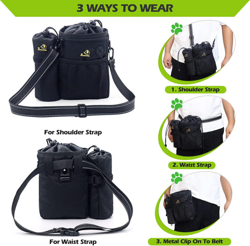 POPMISOLER Dog Treat Training Pouch for Dog Training with Poop Bag Dispenser and Multiple Pockets, Dog Walking Bag Adjustable Waist Belt Clip Shou...