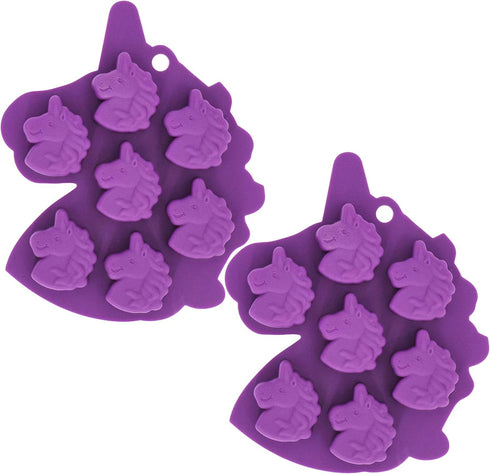 Fewo 2Pcs Mini Unicorn Head Ice Cube Tray, Unicorn Silicone Molds Set for Chocolate Candy Cake Cupcake Soap Baking Jello Cookie Wax Crayon Melts...