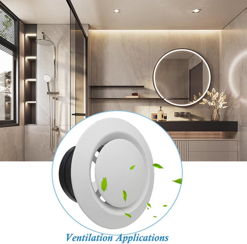 3 Inch Round Vent Cover, ABS Adjustable Air Vent for Indoor Use in Bedrooms, Living Rooms, Study Rooms, Offices, Bathrooms, Kitchens Ventilation...