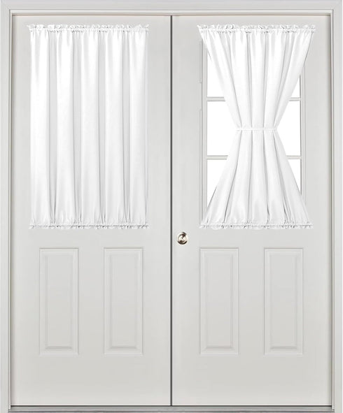 Hiasan French Door Curtains for Small Window, Rod Pocket Semi Sheer Privacy Curtains for Side Light Front Door, 1 Panel (White, W 52 inch x L 40 i...
