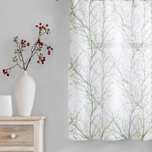 FMFUNCTEX White Valance Curtains for Windows Print Tree Branch Semi Sheer Valance Grey Green Rod Pocket Window Treatment 1 Panel, 50 x 15 Inches...