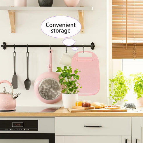 Cutting Board for Kitchen, Wheat Straw Chopping Boards with Juice Grooves and Easy Grip Handle, Dishwasher Safe,Non Scratch (pink)...