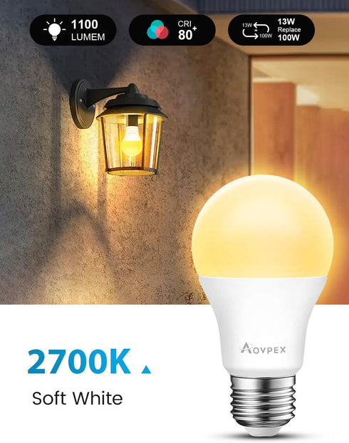 Dusk to Dawn LED Light Bulbs Outdoor, 13W Ultra Bright(100W Equivalent), 2700-Kelvin Soft White Lightbulb Built-in Photocell Sensor, Auto On/Off B...