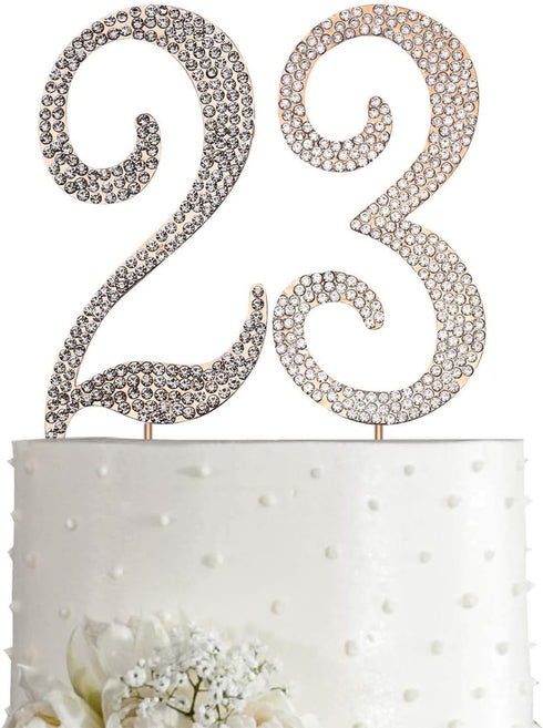 MAGJUCHE Gold 23" Crystal Cake Topper, Number 23 Rhinestones 23rd Birthday Cake Topper, Men or Women Birthday or 23th Anniversary Party Decoration...
