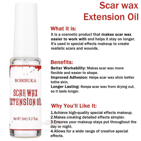 BOBISUKA Scar Wax Extension Oil for Professional SFX Makeup,Fake Wound Modeling Extension Oil,Smoothly Non-Sticky Halloween Special Effects Makeup...