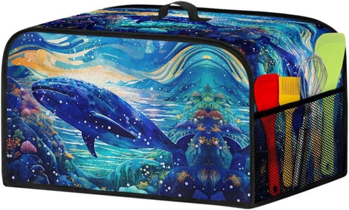 Dolphin Galaxy Slow Cooker Cover Portable Dust Covers with Side Pocket for Cook Accessories Small Kitchen Appliance Protector...