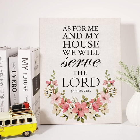 Christian Canvas Wall Art Motivational Joshua 24:15 As for Me and My House Canvas Print Scripture Bible Verse Painting Home Wall Decor Framed Gift...